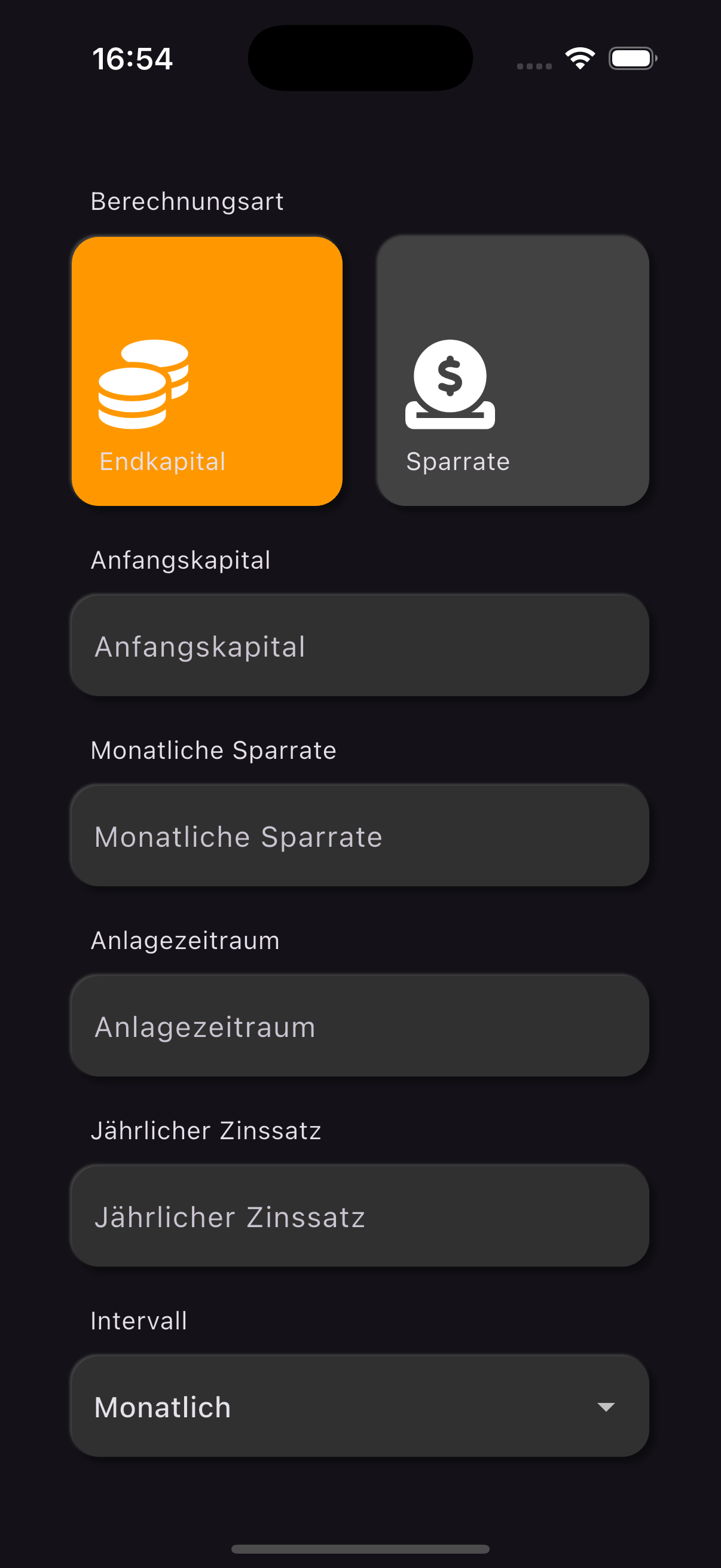 Zinseszinsrechner App